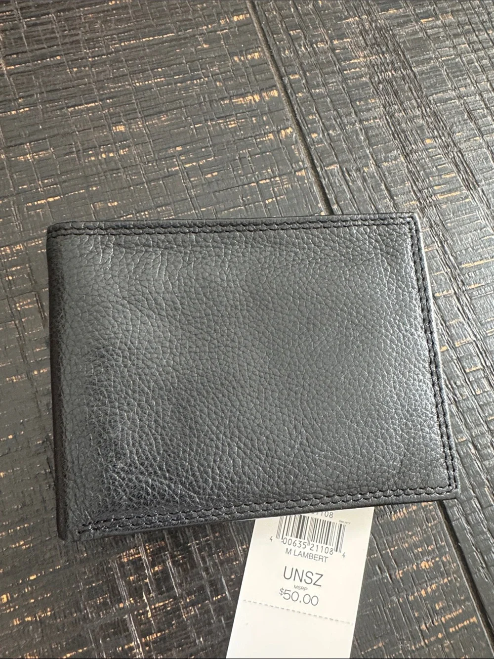 Wilsons Leather Black Genuine Leather Bi-Fold Wallet with Tag